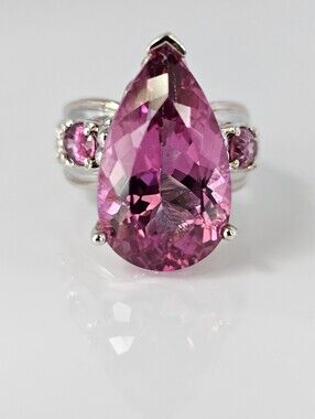 Gems En Vogue Pink Topaz 18K Rose Gold Palladium Sterling Silver Ring Size 7!